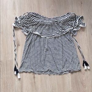 Off the shoulder pom pom top